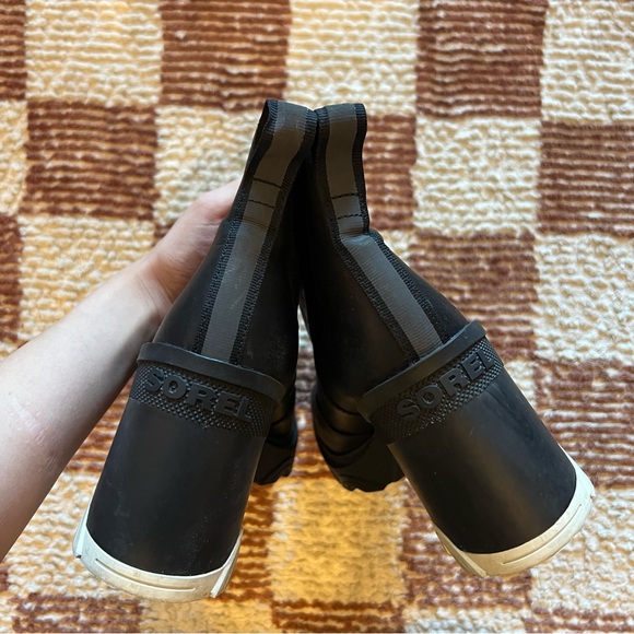 Sorel Women's Brex Heel Chelsea Boots Black White Waterproof Winter Shoe Slip On - Picture 5 of 5